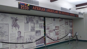 A room in the Dunbar Pavilion holds panels depicting African-American history, which previously were housed at the Tucson Convention Center. A room in the Dunbar Pavilion holds panels depicting African-American history, which previously were housed at the Tucson Convention Center.